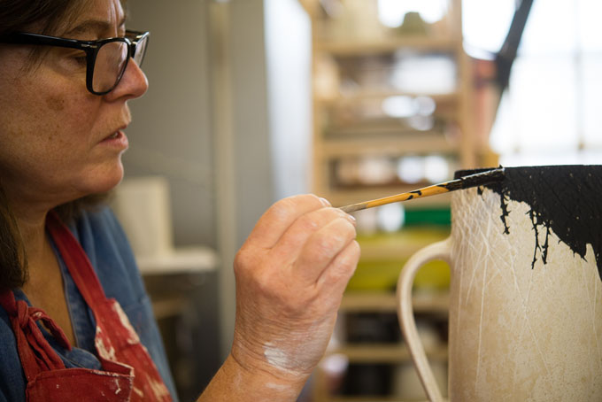 Nicola Tassie in her studio in London 2016